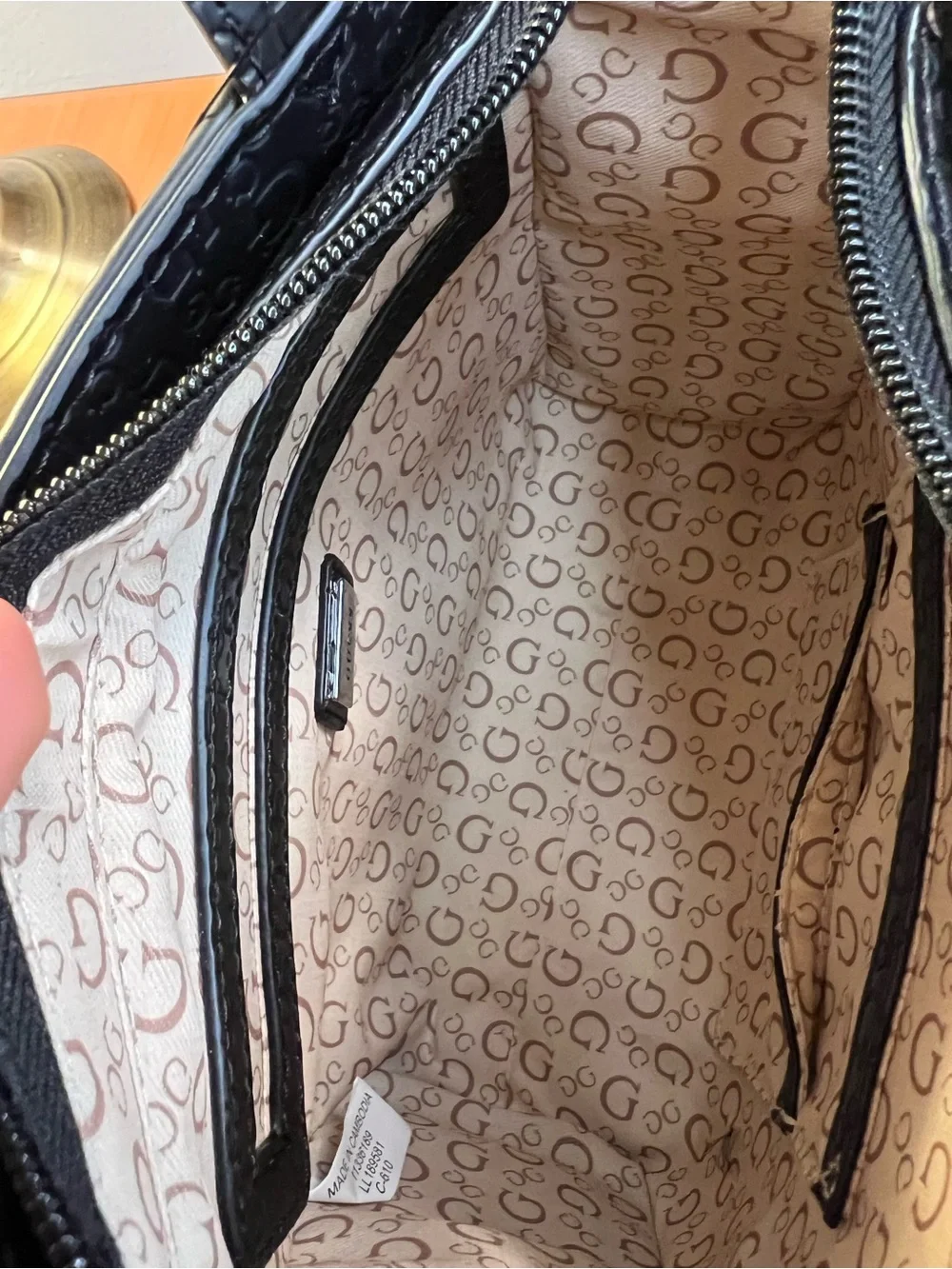 GUESS Black Embossed Logo Mini Satchel Crossbody Bag